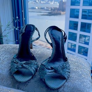 Giorgio Armani Light Sea Green Snake Skin Slingback 4inch heal